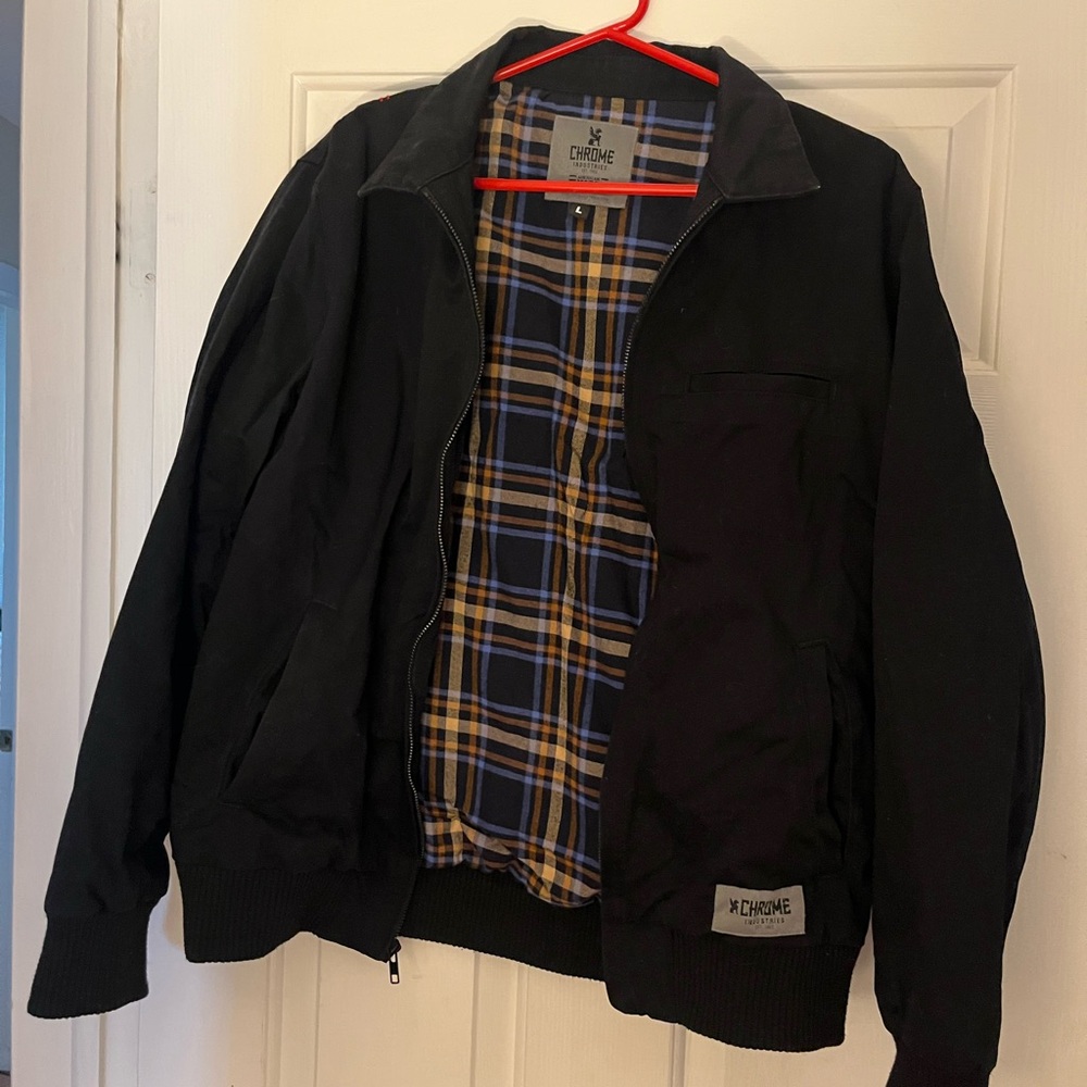 Chrome Industries Black Flannel Lined Bomber Jacket